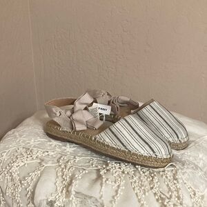 Old Navy Beige and Black Striped Espadrilles Lace Up - Various Sizes